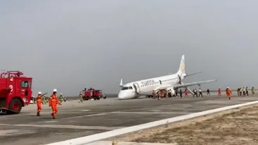 Șoc și groază pe aeroport! Roțile din față ale avionului au rămas blocate! Ce au făcut piloții