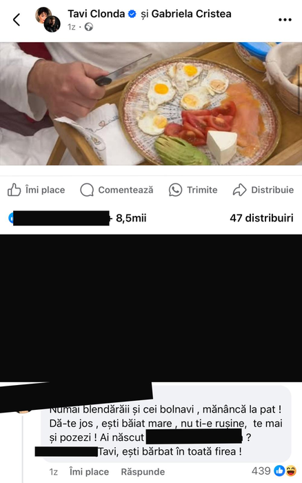 Cum îl răsfață Gabriela Cristea pe Tavi Clonda. Sursa foto: Facebook / Tavi Clonda