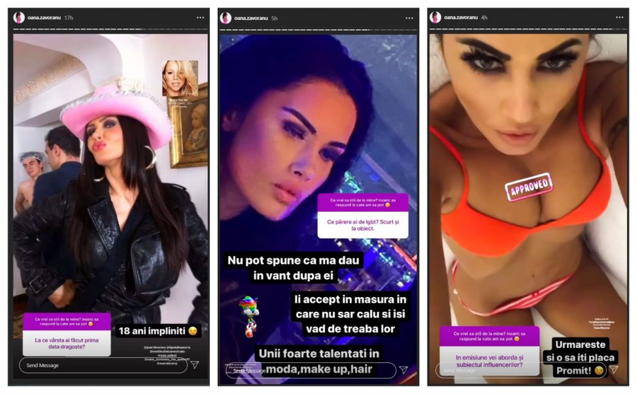 Oana Zăvoranu a vorbit despre prima experiență sexuală, și-a exprimat părerea despre persoanele din comunitatea LGBT. Într-o altă postare, actrița a spus că va continua războiul pornit împotriva influencerilor © Instagram Stories