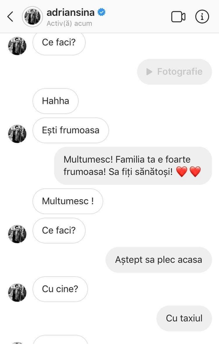 O parte din conversația pe care Adi Sînă ar fi purtat-o pe Instagram cu puștoaica din Botoșani