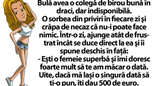 BANC | Bulă avea o colegă de birou bună în draci, dar indisponibilă: "Îți dau 500 de euro dacă mă lași o singură dată să.."