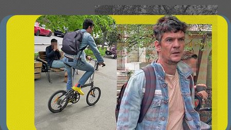 Atenție, vamaiot în Capitală! Tudor Chirilă, cum nu l-ai mai văzut... Cu șlapi crocși și pe biclă!