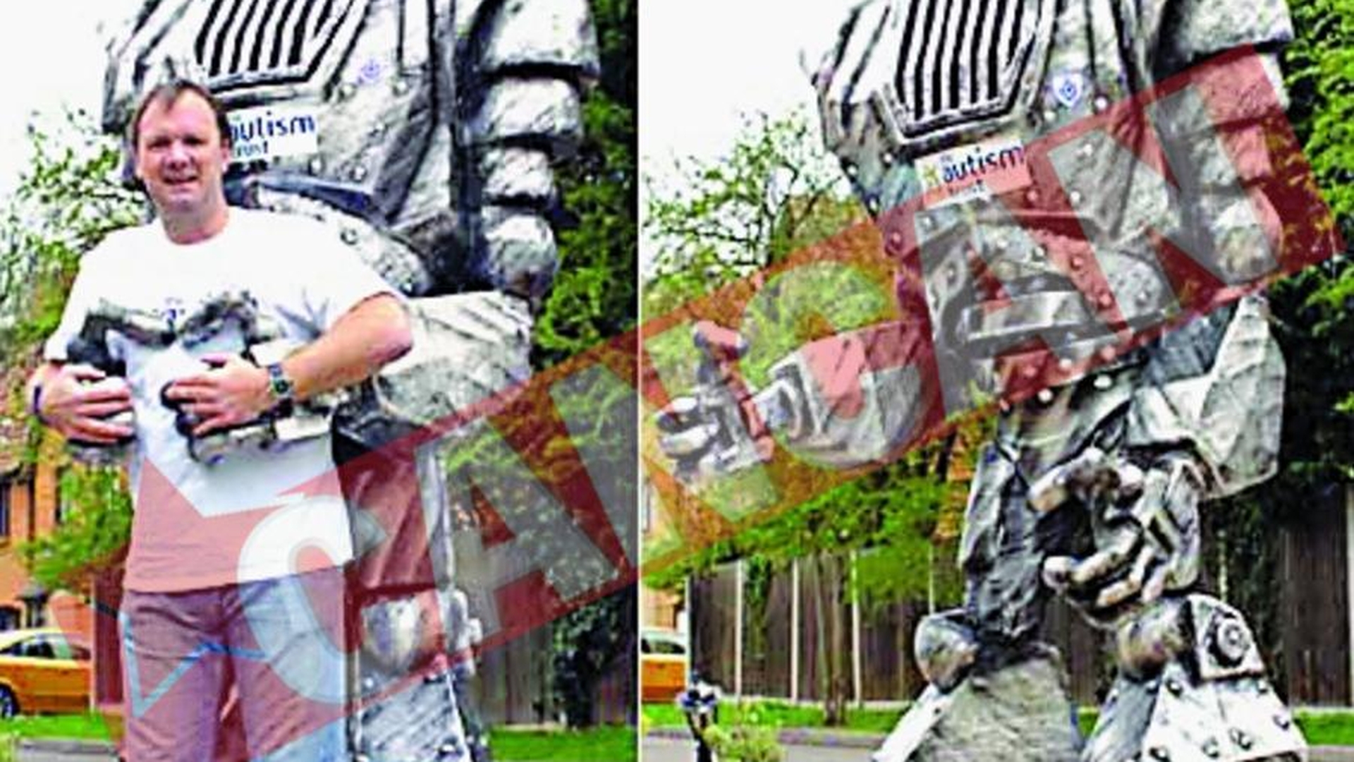 A alergat intr-un robot de 2,7 metri inaltime