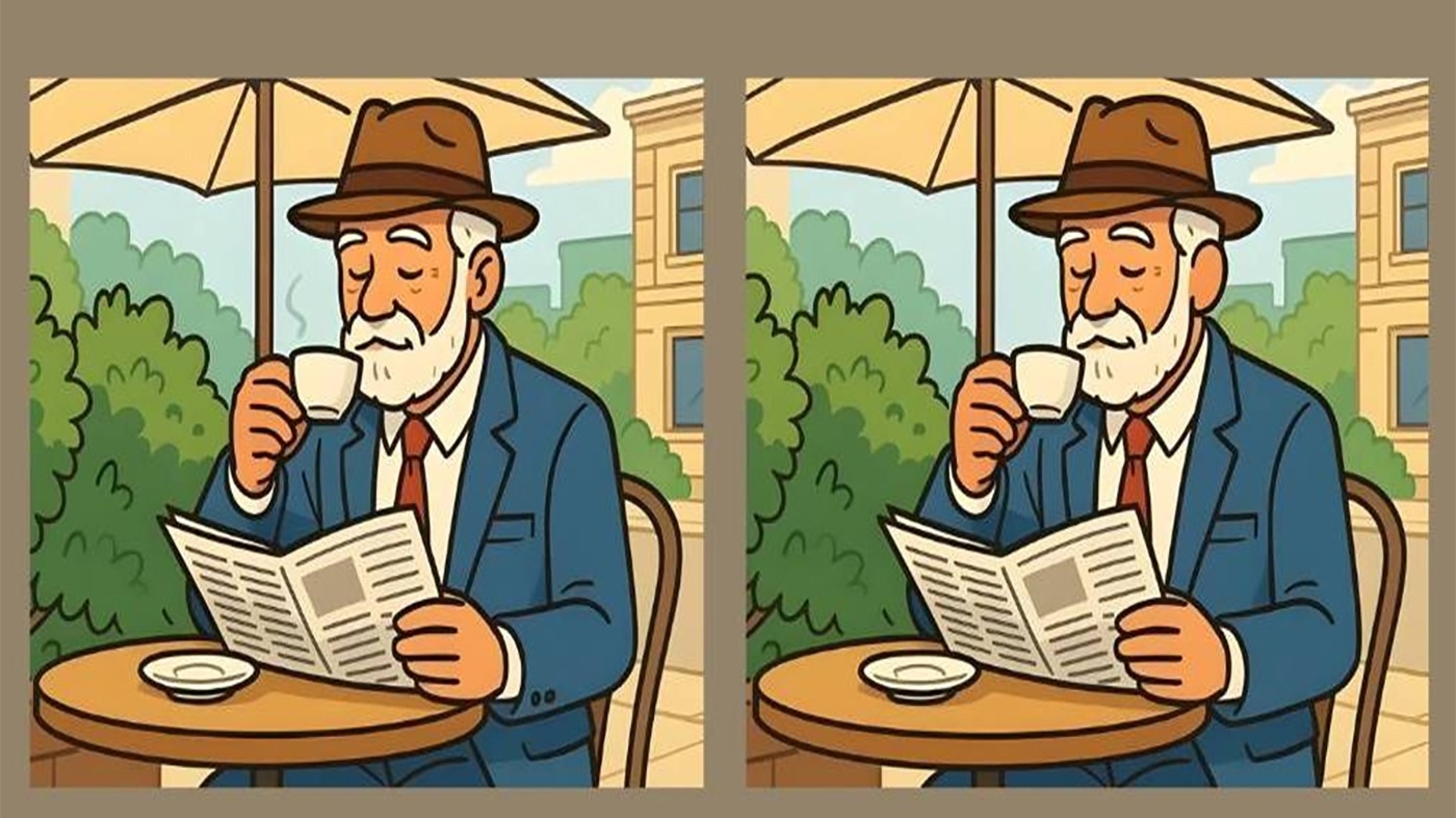 Test de inteligență | Acești doi pensionari par identici, dar nu sunt. Identificați 3 diferențe!