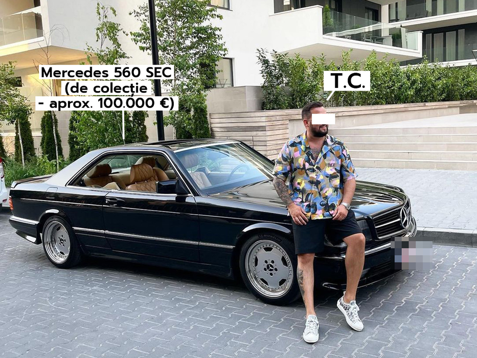 T.C., cu un Mercedes de colecție, care valorează aproximativ 100.000 € (Foto: Instagram)