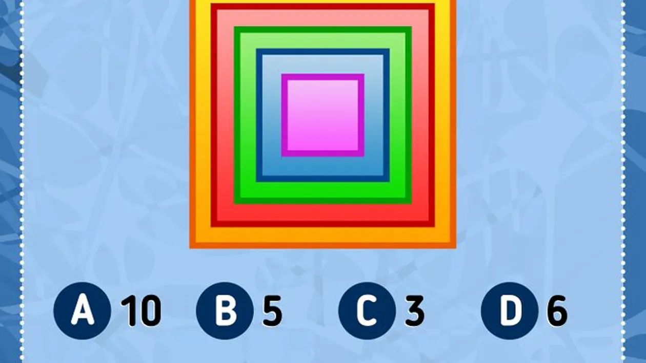 Test IQ cu 4 variante | Câte pătrate sunt în total: 10, 5, 3 sau 6?