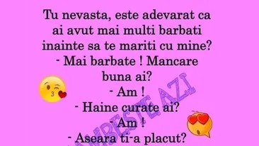 BANC | Nevastă, e adevărat că ai avut mai mulți bărbați înainte să te măriți cu mine?