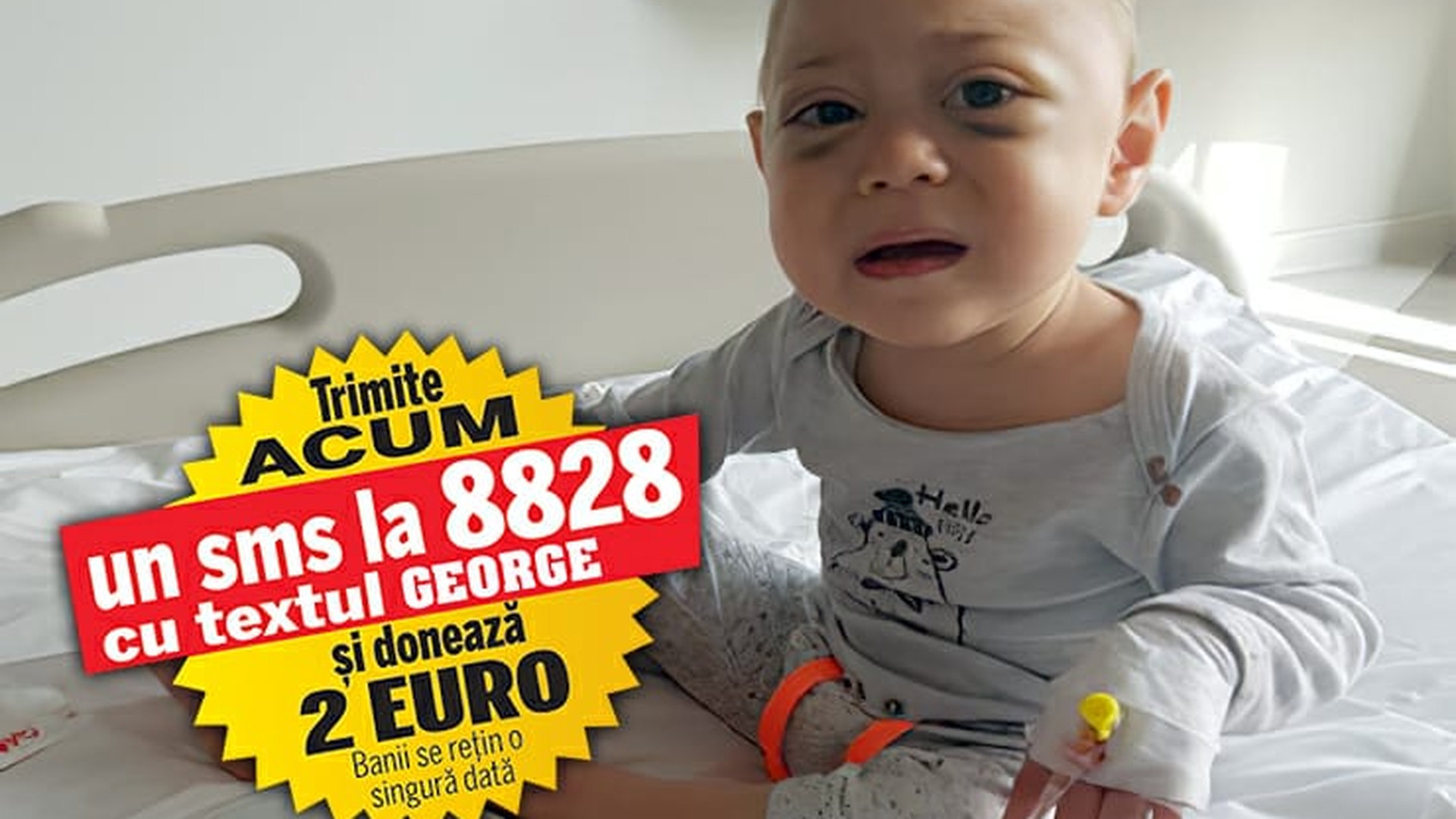 David are nevoie de ajutor! Băiețelul, în vârstă de doi ani, a învins cancerul pentru a doua oară și necesită urgent un transplant de celule stem