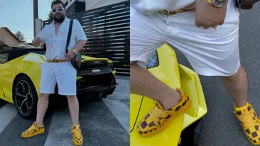Cât costă încălțămintea cu care Tzancă Uraganu s-a afișat lângă Ferrari. Artistul NU s-a uitat la bani!
