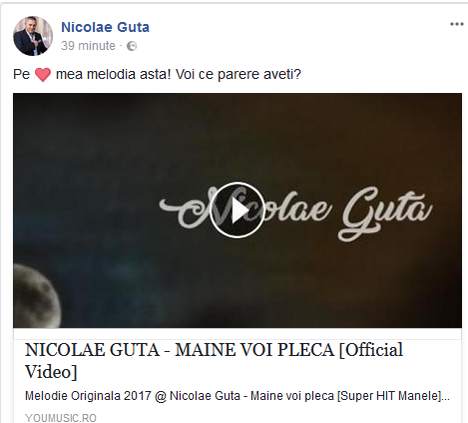 Ce a postat pe Facebook Nicolae Guţă la câteva ore după ce Beyonce de România a aflat dacă are sau nu cancer