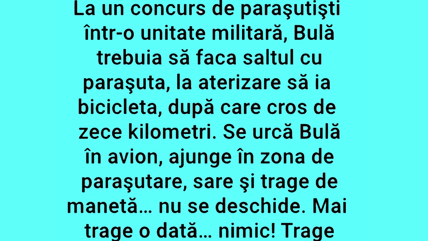 BANC | Bulă sare cu parașuta. Trage de manetă și nu se deschide