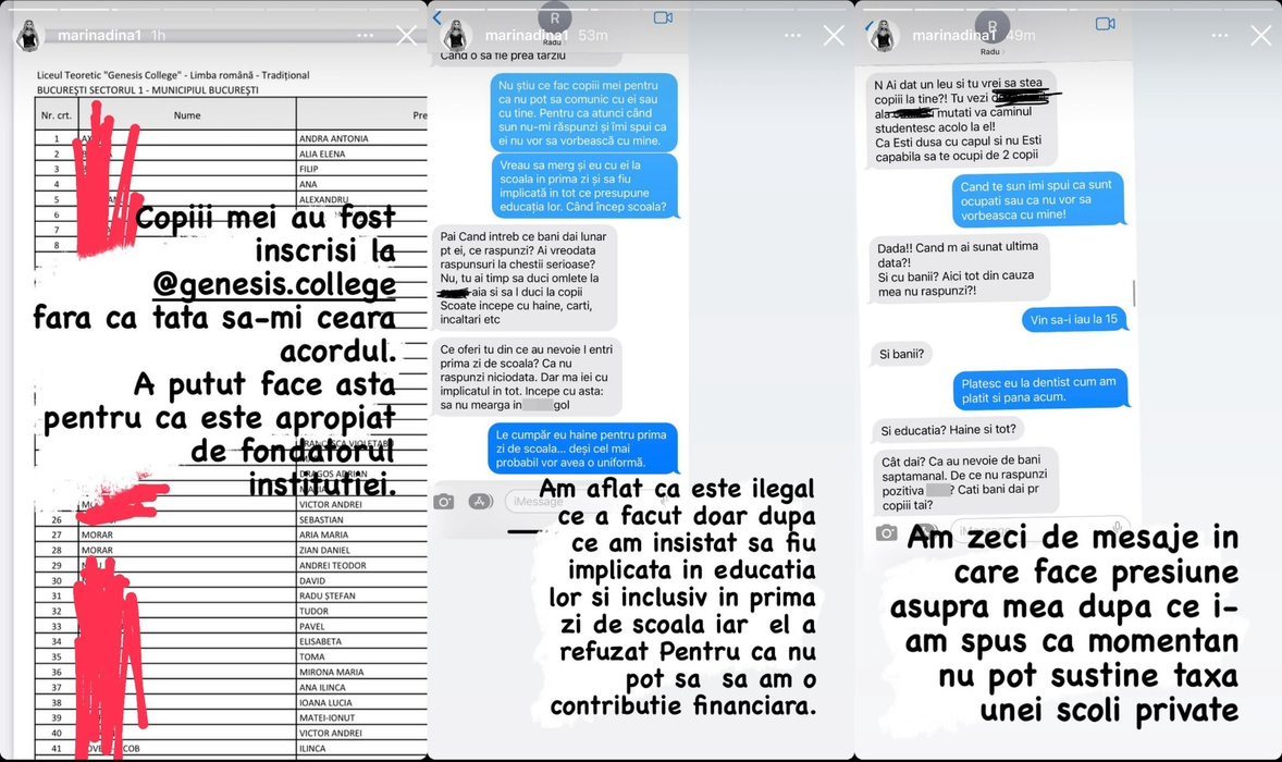 Marina Dina a făcut publice mesajele dintre ea și fostul soț /Foto: Instagram