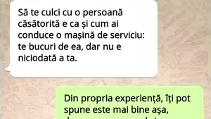 BANC | "Să te culci cu o persoană căsătorită e ca și cum ai conduce mașina de serviciu"