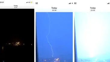 Fenomen meteo cutremurător în Iași filmat azi-noapte, la ora 23:31. Imagini surprinse la interval de câteva secunde