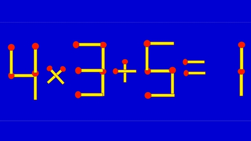 Test IQ cu chibrituri | Corectați 4 x 3 + 5 = 1, mutând un singur băț