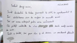 Bilețelul lipit pe afișier prin care o studentă din Cluj și-a anunțat vecinii că "îmi sărbătoresc ziua în această seară". Ce s-a întâmplat la 23:59