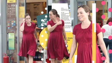 “Lady Di a României”, pe ultima sută de metri cu sarcina. În ce ipostaze am fotografiat-o pe graviduța super-activă în benzinărie