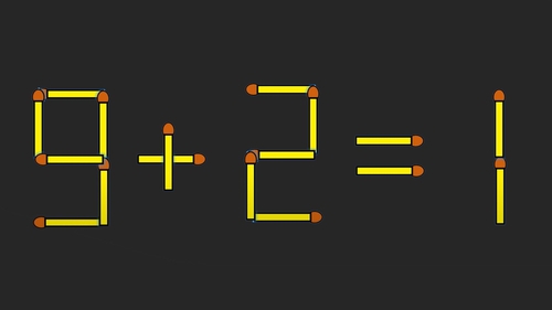 Test de inteligență | Mutați un chibrit pentru a transforma 9+2=1 într-o egalitate corectă