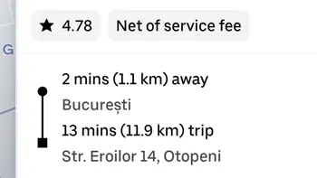 Cât a plătit un client pentru o cursă Uber de 12 km, din București până la Aeroportul Otopeni. Când a văzut tariful, a crezut că dă aplicația erori