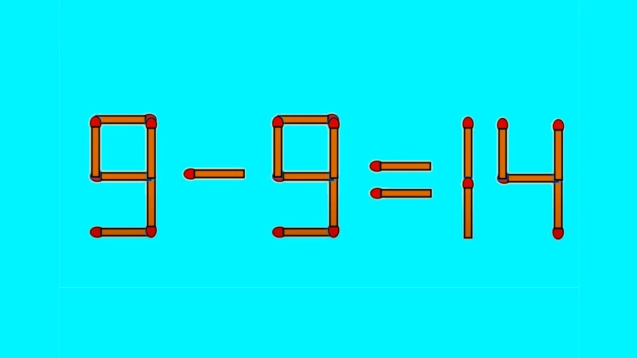 TEST IQ | Corectați 9 - 9 = 14, mutând un singur băț de chibrit