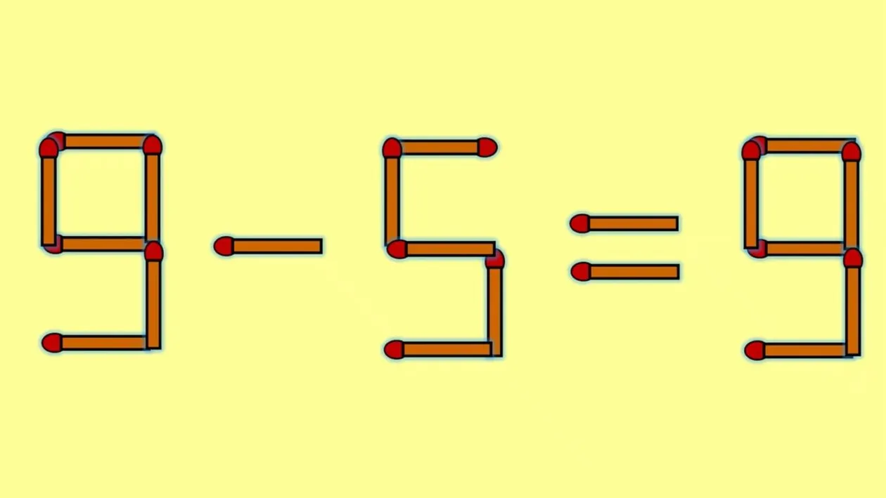 Test de inteligență | Mutați un singur chibrit pentru a corecta 9 - 5 = 9