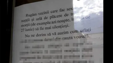 Ce afiș au lipit locatarii unui bloc din Cluj-Napoca, la intrarea în casa scării: Rugăm vecinii care urlă de plăcere să..