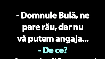 BANC | „Domnule Bulă, ne pare rău, dar nu vă putem angaja”