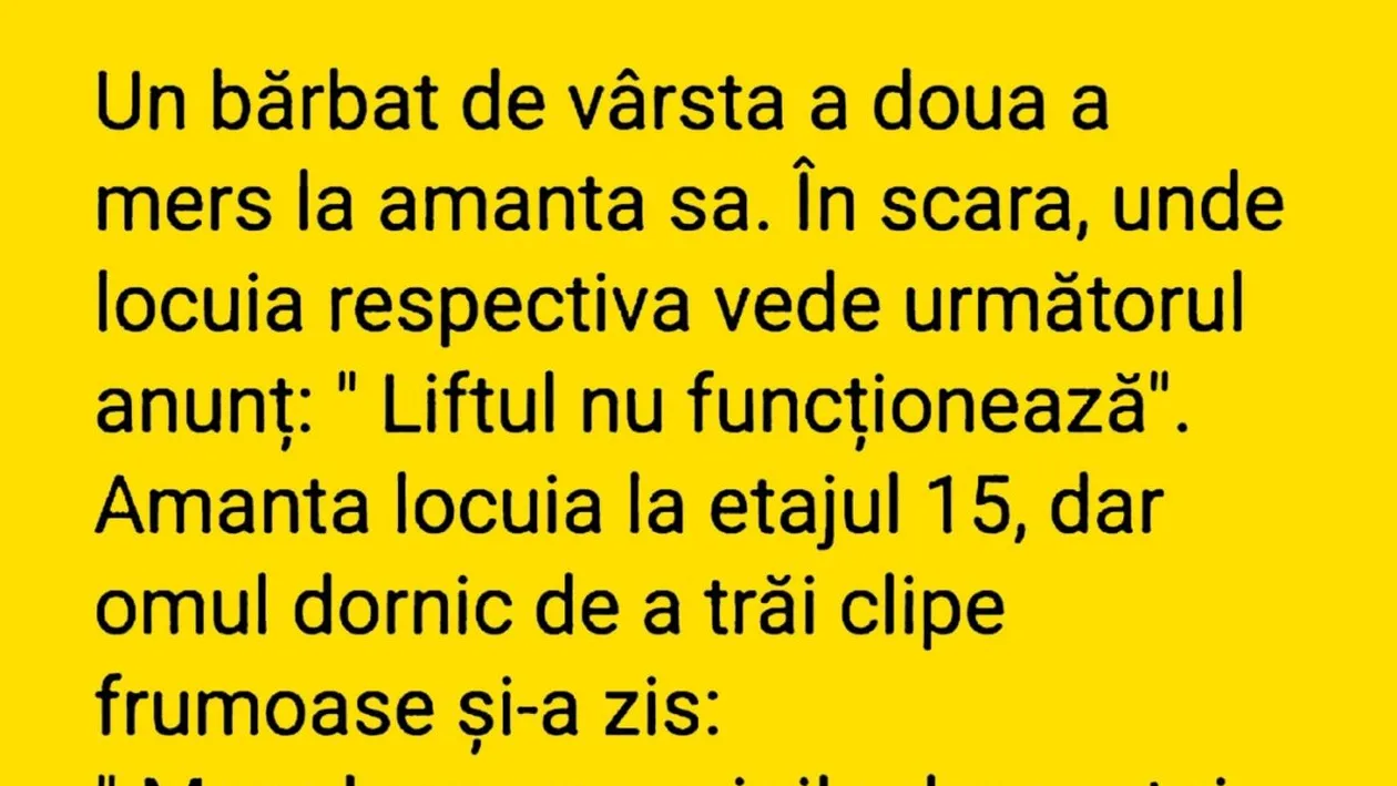 BANC | Bărbatul, amanta și liftul