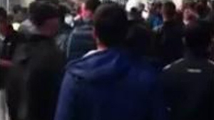 VIDEO din peluza! Asta nu s-a vazut la televizor - Jandarmii au fost prinsi ca la Calugareni intr-o ambuscada pe scarile de pe National Arena - Vezi ce omor a iesit