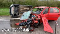 Accident înfiorător pe un drum din Teleorman! 7 oameni, printre care și o gravidă, și-au văzut moartea cu ochii. Cele trei autoturisme, transformate în gheme de fiare