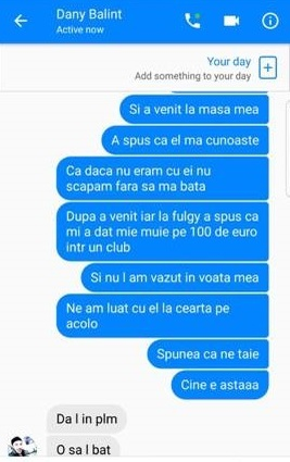 Conversaţie între Ina, fosta logodnică a lui Fulgy, şi Dany Balint, fiul lui Sile Cămătaru