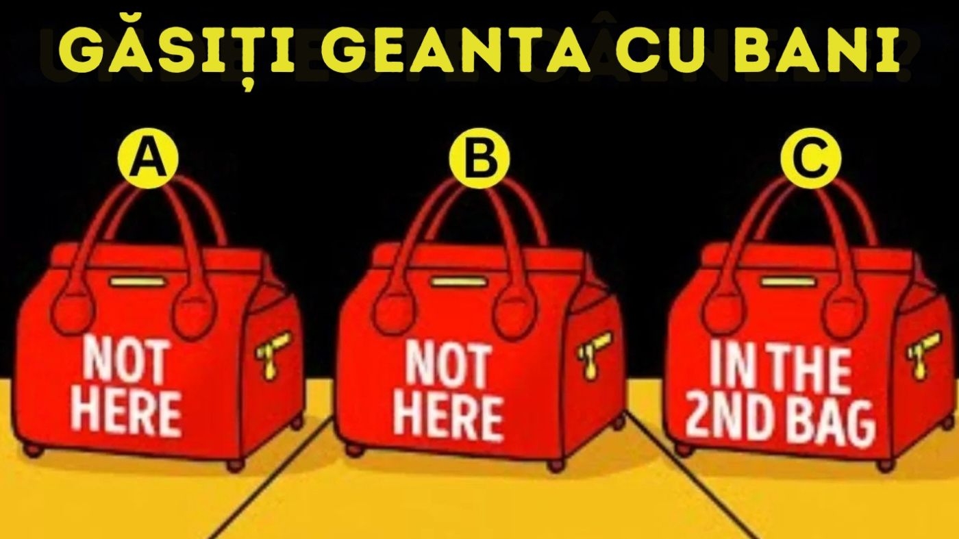 Test IQ pentru genii | În ce geantă se află bani? Doar 1% își pot da seama în doar 5 secunde