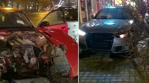 Imagini dramatice în Arad, după un accident! Doi bolizi s-au făcut zob, iar unul a smuls din rădăcini un copac