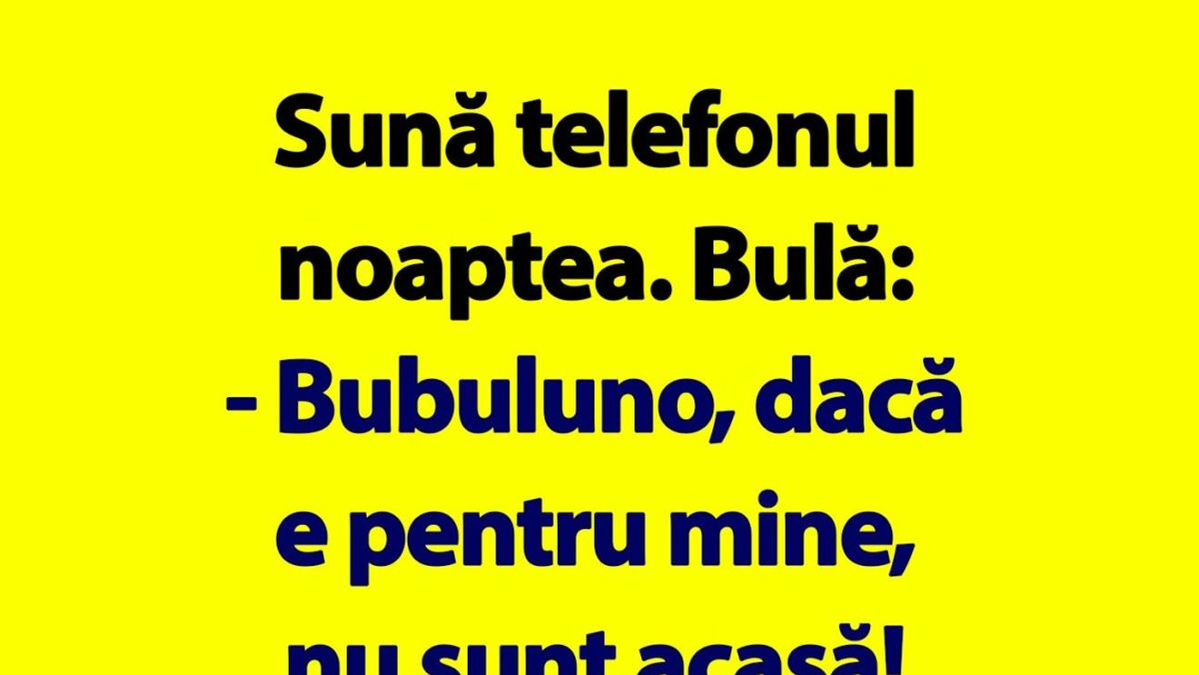 BANC | Sună telefonul noaptea. Bulă: "Bubulino, dacă e pentru mine, nu sunt acasă"