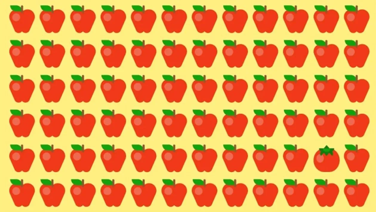 Test de perspicacitate | Găsiți roșia ascunsă printre merele din imagine!