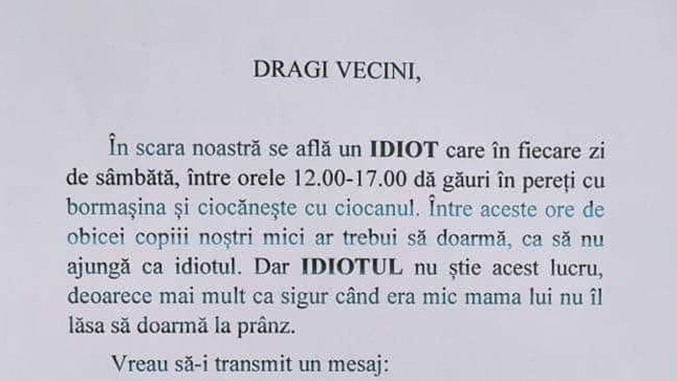 Ce afiş a lipit un bărbat la intrarea în scară. Mesajul a devenit viral!