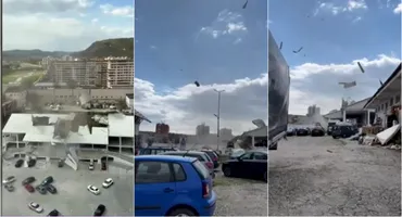 Fenomen rar, la noi în țară! O vijelie sub formă de tornadă a distrus 13 mașini
