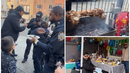 Polițiștii din New York, celebrii NYPD, au încins grătarul cu românii! Au venit să le dea amendă, dar au rămas la petrecere