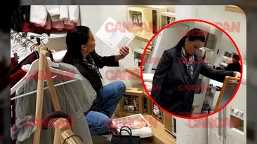 Moment surprinzător! Anca Serea, în genunchi printre rafturi