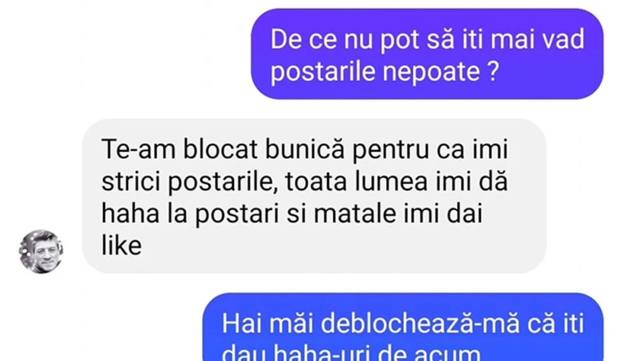BANCUL ZILEI | Te-am blocat, bunică, pentru că îmi strici postările