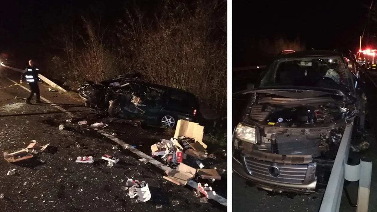 Accident teribil în Hunedoara, după ce două mașini s-au ciocnit frontal: sunt 7 răniți. Ce au aflat polițiștii despre șoferul care a făcut depășirea riscantă