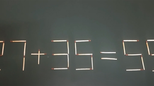 Test de inteligență doar pentru genii | Mută un singur chibrit pentru a corecta 27+35=55