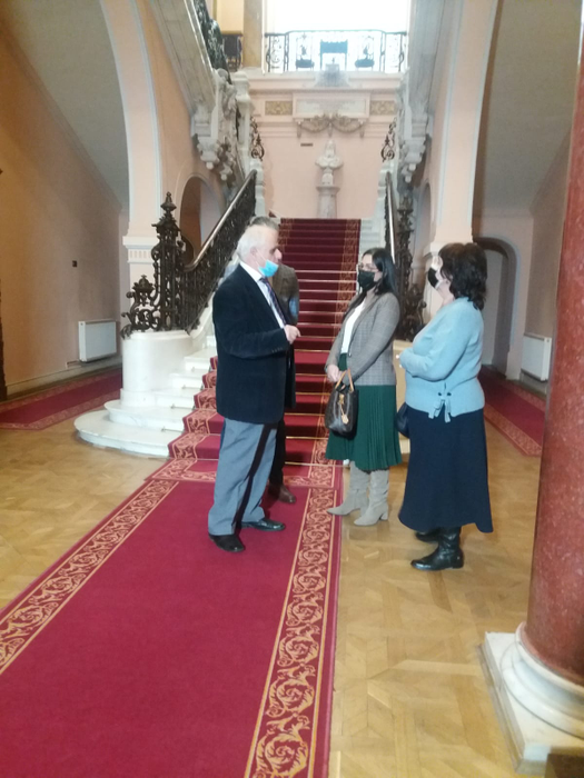 Imagini de la ceremonia în care bustul a fost amplasat în Muzeul de Artă Craiova