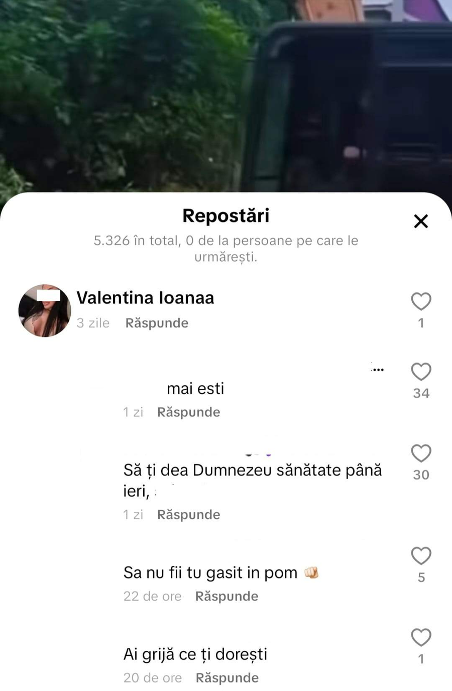 Repostarea Valentinei/ sursa foto: social media