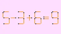 Test IQ cu 10 probleme cu chibrituri | Prima: Adăugați 1 băț pentru a corecta egalitatea 5-3+6=9