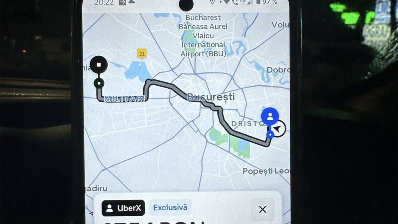 Un client a comandat o mașină Uber din Dristor în Chiajna. Cât a plătit pentru cursa de 19.6 km (41 de minute)
