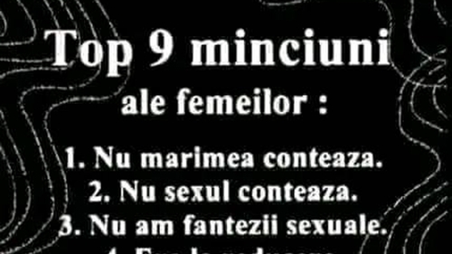 Bancul sfârșitului de săptămână | Top 9 minciuni ale femeilor în 2022