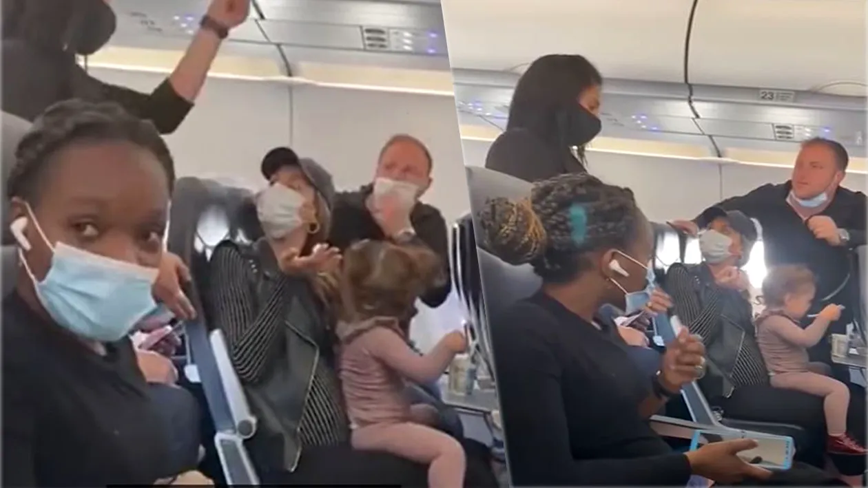 Un cuplu a fost forțat să coboare dintr-un avion, pentru că fiica lor de 2 ani nu purta mască: “Sunt însărcinată în 7 luni și acest copil care are convulsii”. E incredibil ce s-a întâmplat când au ajuns polițiștii | VIDEO
