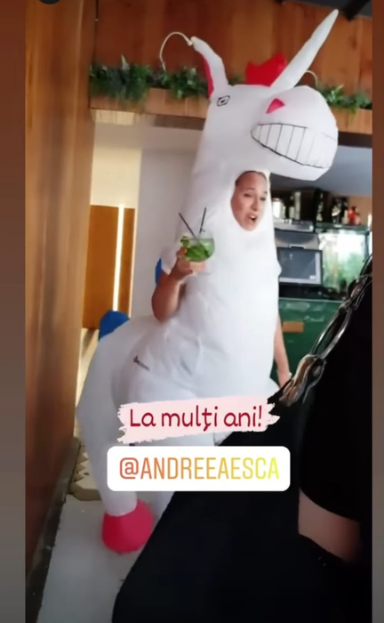 Andreea Esca, într-un costum de unicorn