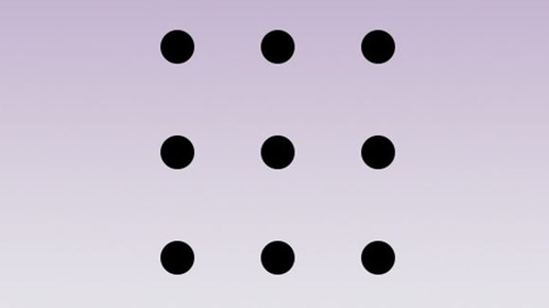 Test IQ cu 10 probleme | Prima: Uniți toate cele 9 puncte, folosind 4 linii drepte, fără a ridica pixul de pe foaie!